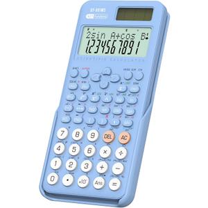 Scientific Calculator School Supplies, ROATEE 991MS 401 Functions 2-Line Display Desktop Calculator with Sliding Cover, Solar Battery Dual Power Kawaii for Middle High School Student and Teacher Blue