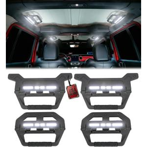 Grab Handles for Jeep Wrangler JL JLU & Gladiator JT 2018-2026 Interior Lights Accessories 4 Door Dome Reading Light Lighting Kit (4-Pieces)