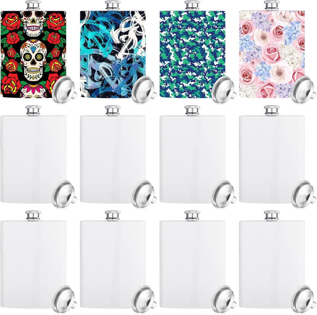 Remerry 12 Pcs Sublimation Flasks Blank 8 oz Hip Flasks for Liquor with Metal Cap and Leakproof Funnel Stainless Steel Men DIY Craft Groomsmen Gifts Containers for Christmas Wedding Remerry 12 Pcs Sublimation Flasks Blank 8 oz Hip Flasks for Liquor with Metal Cap and Leakproof Funnel Stainless Steel Men DIY Craft Groomsmen Gifts Containers for Christmas Wedding
