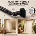 2 Pack Upgraded Heavy-Duty Tension Curtain Rod 41–126 Inch, No-Drill One-Click Adjustable Shower Curtain Rod, 75 lb Capacity, Non-Slip for Patio Doors, Windows, Bathroom & Room Divider