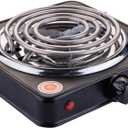 Compact and Portable Countertop Burner- Countertop Single Coiled Burner 1000 Watts Electric Hot Plate Temperature Controls Black