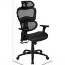 Flash Furniture LO Ergonomic Mesh Office Chair with 2-to-1 Synchro-Tilt, Adjustable Headrest, Lumbar Support, and Adjustable Pivot Arms in Black
