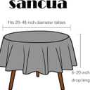 sancua 2 Pack Round Tablecloth 60 Inch White (Fits 20-48 Inch Tables), Stain and Wrinkle Resistant Table Cloth - Washable Polyester Table Cover for Dining Tables, Buffet Parties and Camping