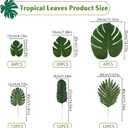 Palm Leaves, 108 Pcs 6 Kinds Artificial Palm Leaves Monstera Tropical Leaves Decor, Green Leaves for Jungle Hawaiian Luau Safari Party Table Wedding Birthday Theme Party Decorations