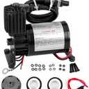 Universal 150 PSI Horns Heavy Duty Onboard Air Compressor, Replacement for Truck/Car Train Horn/Suspension/Ride/Bag kit/System and All 12v Vehicles like Semi/Pickup Trucks, Black 1/4 NPT