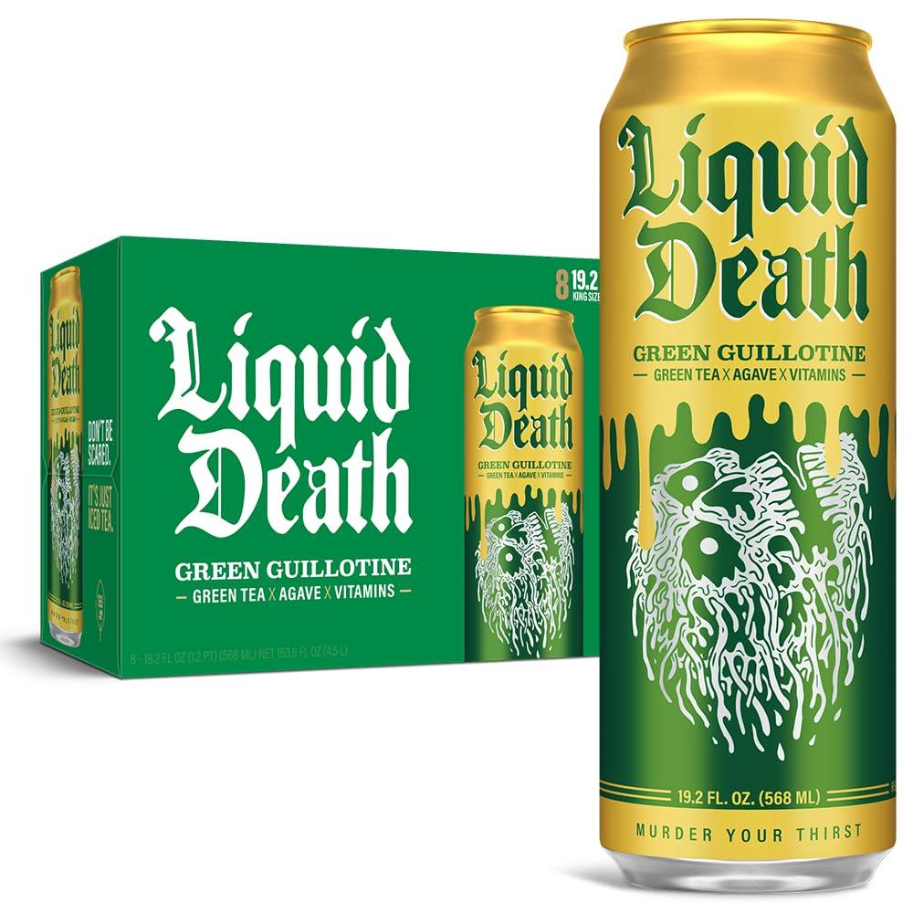 Liquid Death, Green Guillotine Iced Tea, 8-Pack (19.2oz Cans), Green Tea, Low Calorie, No Artificial Sweeteners, B12 & B6 Vitamins (EXP 05/22/26)