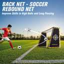 PodiuMax 4 in 1 Soccer Goal & Rebounder, 7x5ft Rebound Net with Upgrade Frame, Steel Ground Pass Net for Backyard Park Field, Soccer Kick Back Trainer for High Passing, Low Passing & Shooting Training