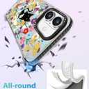 Toycamp for iPhone 16 Plus Case Compatible with Magsafe - Cute Design 360 Magnetic Ring Holder Stand Kickstand Funny Cat in Flower Girly Pretty Fashion TPU Phone Covers for Women Tenn Girls