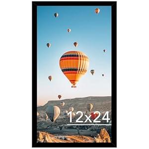 JCJMY 12x24 Picture Frame Black for Poster Photo Picture, Horizontal and Vertical Formats for Wall Hanging, 12 x 24 Wall Gallery Poster Photo Frame for 12 by 24 Photos Posters, Black