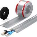 16.4ft Soft PVC Cord Cover, Self-Adhesive Cable Hider for Floor and Wall, Wire Management Protector for Commercial Office Carpet/Floors - Gray (Grey)