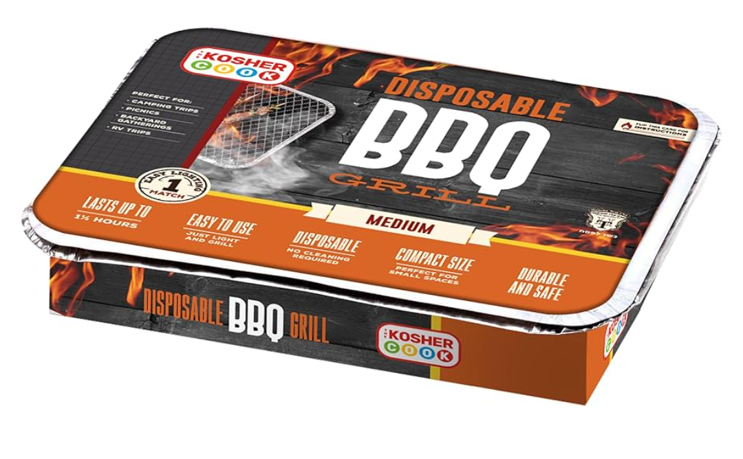 The Kosher Cook Disposable Charcoal Grill - Ready To Use Portable Bbq Grill - Easy To Light Portable Charcoal Grill Kosher