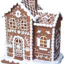 Sheaifun Gingerbread Christmas Decorations Indoor Resin Gingerbread House Decor with LED Lights 9 * 5 * 10.2 Inch Kitchen Tabletop Decor for Women