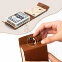 Travel Cribbage Board Game Set, Portable Unique Peg-Free Cribbage Board, Leather & Magnetic Rotating Wood Scoreboard with Playing Cards, Pocket Sized Tiny Card Game Board