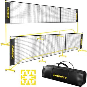 Pickleball Net with Wheels Court Lines, Metal Frame & Regulation Size 22FT, 6-in-1 Adjustable Portable Net for Playing Pickleball, Tennis, Volleyball & Soccer Backyard Games (White)
