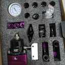 PQY Adjustable Fuel Pressure Regulator Kit 3-70PSI With 6AN Return and 6AN feed Port with AN6-6AN Fuel Line Hoses Connectors (black+purple)