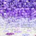 205Ft Lavender Party Decoration Ombre Purple White Heart Backdrop Streamer Tissue Paper Heart Hanging Garland for Birthday Valentines Day Bachelorette Wedding Bridal Shower Lilac Violet Party Supplies