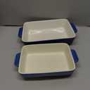 2 Piece Casserole Dish Ceramic Baking Dish Rectangular Baking Dishes for Oven Ceramic Bakeware with Handles Durable Nonstick Large Lasagna Pan for Cooking, Baking, 10'' x 7'', Gradient DarkBlue