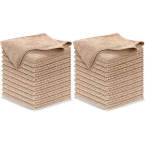 USANOOKS Microfiber Cleaning Cloth - Beige - 24Pcs (12.5x12.5 inch) High Performance - 1200 Washes, Ultra Absorbent Car Towel Traps Grime & Liquid for Streak-Free Mirror Shine - car Washing Cloth