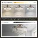 36 Inch Crystal Chandelier Fan, Ceiling Fan with Light and Remote Control, Invisible Retractable Fandelier, Dimmable LED Fan Light Kit for Bedroom,Living Room-Nickel