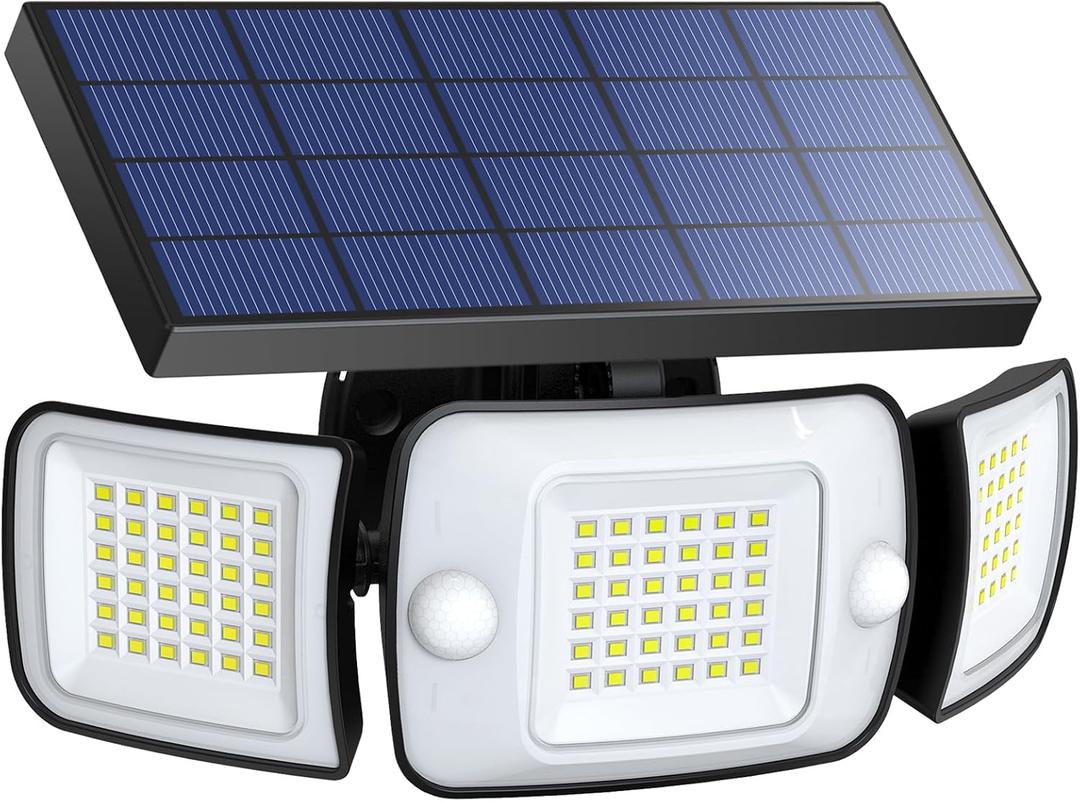 Intelamp Solar Outdoor Lights,6000mAh Motion Sensor with Dual Sensors,Waterproof Solar Flood Lights 270Wide Angle for Outside with 3 Modes