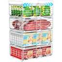 iSPECLE 3 Pack Freezer Organizer Bins, Adjustable Wire Baskets for 10 to 20 Cu.Ft Chest Freezer, Stackable Storage with Handles, Deep Freeze Organizer for Meat & Vegetables, White