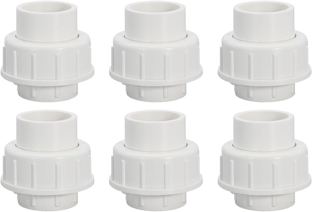 3/4" PVC Union Coupling Pipe Fitting PVC Adapter Schedule 40, EPDM O-Ring, 3/4 inch Slip Coupling Fitting (Socket x Socket), 6 Pack, White