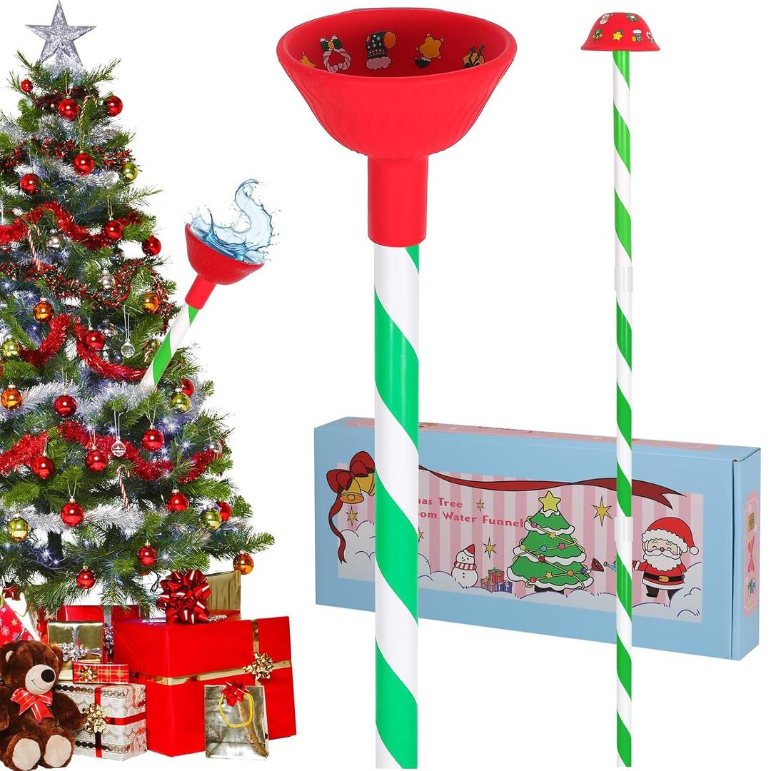 Christmas Tree Watering Funnel - Christmas Tree Watering System with Long Funnel Christmas Decorations (Red)