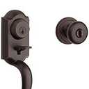 Kwikset Montara Front Door Lock Handle and Deadbolt Set, Entry Handleset Exterior with Interior Door Knob, Venetian Bronze, Pick Resistant SmartKey Rekey Deadbolt Security