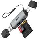 acer SD Card Reader USB C, Dual Slots USB 3.0 Type C to Micro SD Card Adapter, Memory Card Reader for MicroSD, SDHC, SDXC, Compatible with Laptop, PC, iPhone16/15, MacBook Pro/Air, iPad Pro, Android