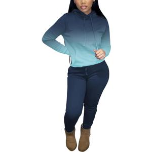 HBQ Two Piece Outfits For Women Casual Long Sleeve Hoodie Sweatshirts Jogger Sweatpants Tracksuit Sweatsuit Lounge Sets (XXL)