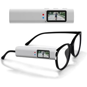 Yoidesu Mini Body Camera 2.7K HD Head Mounted FPV Video Cameras, 0.96in Screen HandsFree Wearable Vlog Cam, 110 Wide Angle WiFi APP Control Action Cameras for Walking Travel Cycling (White)