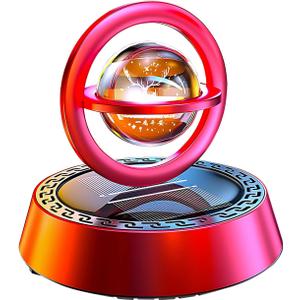 Kwaks Solar-Powered Rotating Car Aromatherapy Auto-Spinning Ornament with Refillable Scent Pad, Subtle Ocean Fragrance, Ideal Gift for Men Women Dad Husband for Dashboard (Red-1)