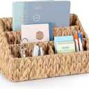 DINGTAI Natural Farmhouse Desk Organizers and Storage, Large Countertop Mail Holder, Tabletop Organizer (Water Hyacinth)