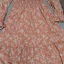 Haloumoning Girls Fall Long Sleeve Floral Dresses Kids Square Neck Smocked Holiday Party Dress 5-14 Years (Coral Red)