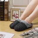 shoeslocker Womens Memory Foam Fuzzy Slippers Knitted House Slippers for Women Comfy Slip-On Warm House Shoes (M)