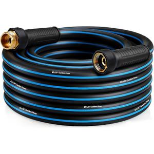Heavy Duty 5/8 in x 25FT Non-Expandable Garden Hose, Lightweight Rubber Hybrid Water Hose, Kink Resistant Flexible & Durable, Leak-Free 3/4" Brass Male to Female Fittings for Lawn Patio