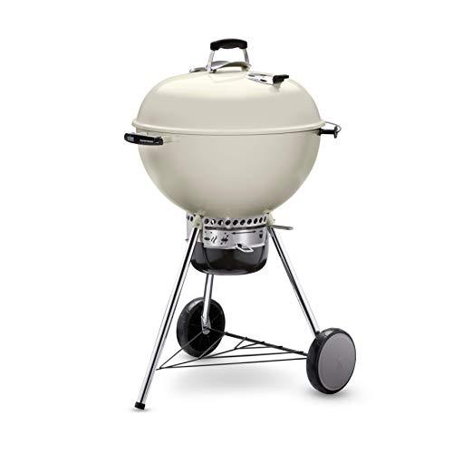 Weber Master-Touch Charcoal Grill, 22-Inch, Ivory – Premium Outdoor BBQ Grill with Tuck-Away Lid Holder & One‑Touch™ Cleaning System, Porcelain‑Enameled Kettle