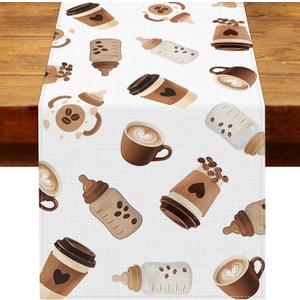 A Baby is Brewing Baby Shower Decorations Table Runner Coffee Gender Reveal Birthday Party Supply Home Kitchen Dining Room Table Decor