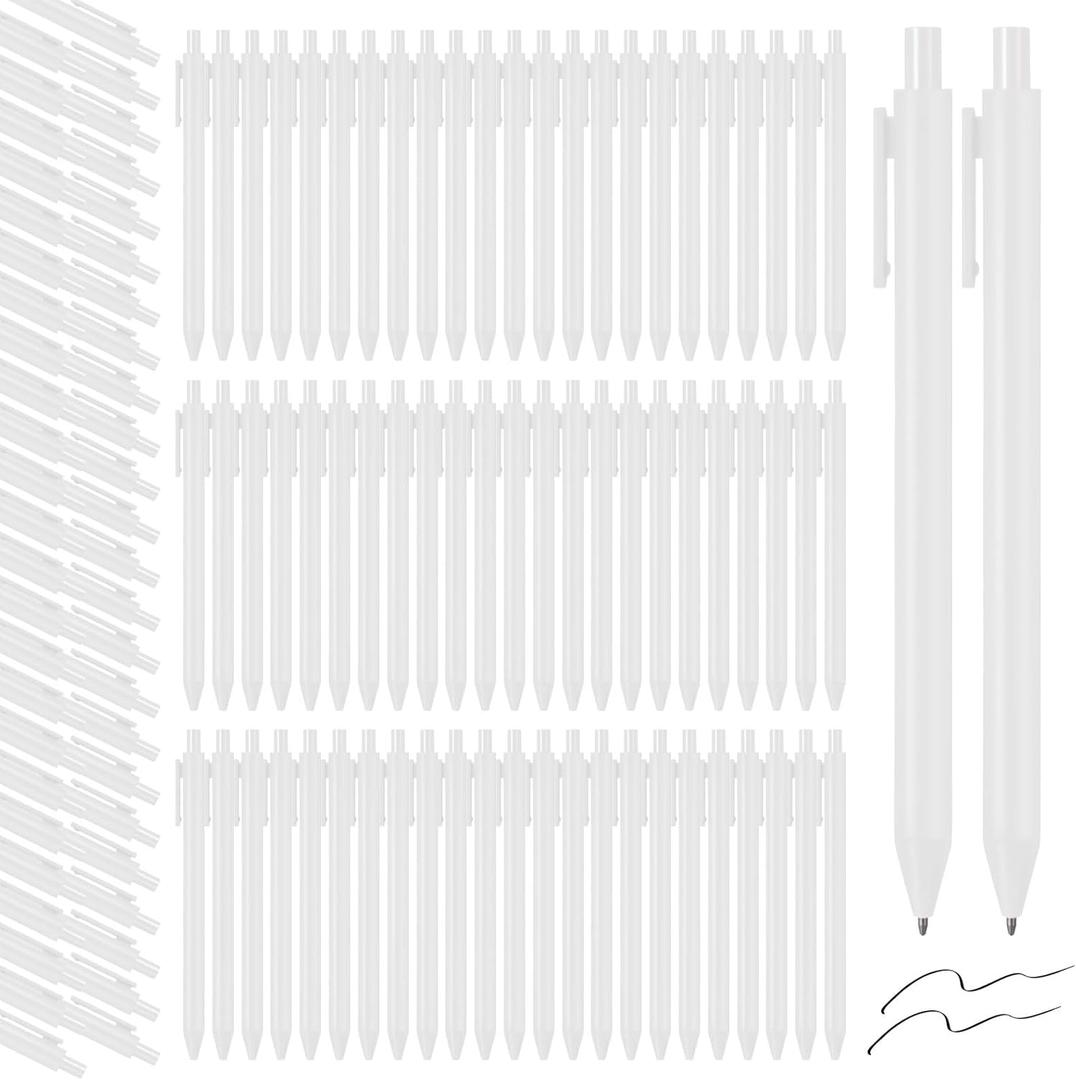 Fulmoon 50 Pcs Ballpoint Pens Bulk Retractable Comfortable Writing Pens Cute Christmas Supplies in Medium Point 1.0 mm for Teacher Office Home Baby Shower (White,Black Ink)