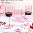 Ciaell 12 PCS Pink Plastic Ribbed Wine Glasses - 10 OZ Plastic Square Wine Glasses with Stem - Disposable Champagne Cups for Parties & Weddings & Mother's Day