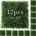 Houseables Grass Wall Panels, Boxwood Panels, Greenery Wall, Grass Backdrop, Greenery Backdrop, Artificial Green Decor, Faux Hedge, Fake Plant Squares, Indoor and Outdoor Decoration, 20"x20", 12 Pack