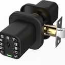 Square Door Knob with Keypad, Keylees Entry Door Lock with Cylinder, Auto Lock, Waterproof & Weatherproof Code Doorknob for Outdoor & Indoor, Bedroom, Entry Door,Office -Matte Black