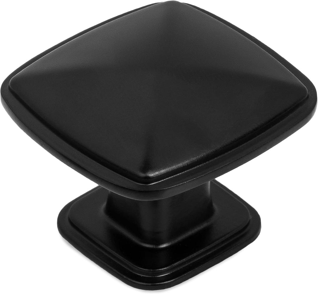 Ilyapa Black Square Kitchen Cabinet Knobs - 25 Pack of Drawer Handles Hardware