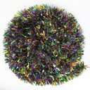 CCINEE 32.8FT Mardi Gras Tinsel Garland, Metallic Festooning Twist Glitter Shiny Hanging Fringe for Party Decorations - Gold/Green/Purple