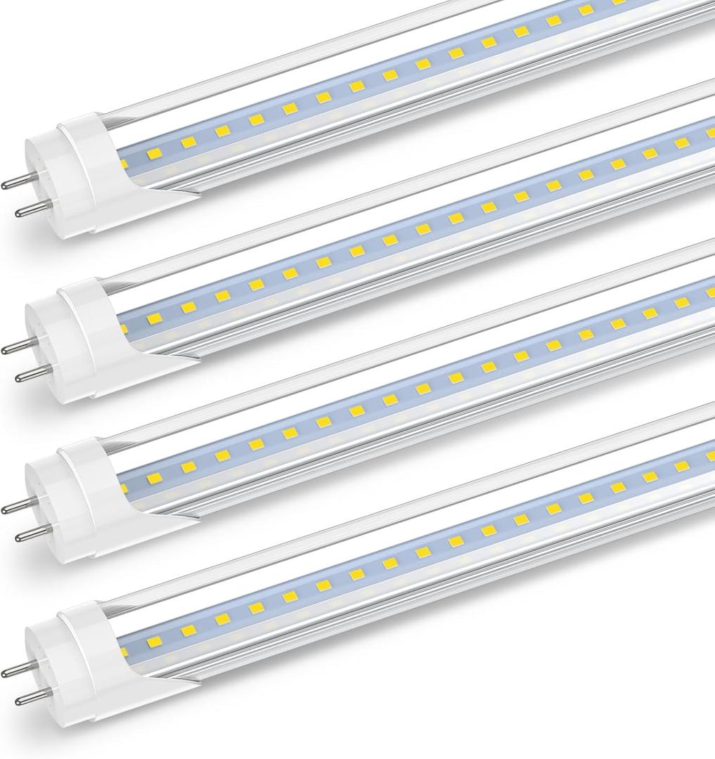 Romwish 2FT LED Tube Light, T8 T10 T12 Type B LED Light Bulb, 10W(24W Equiv.), 5000K Daylight, 1120LM, 24 Inch F20T12 Fluorescent Replacement, Remove Ballast, Double-Ended Power, Clear Cover, 4 Pack