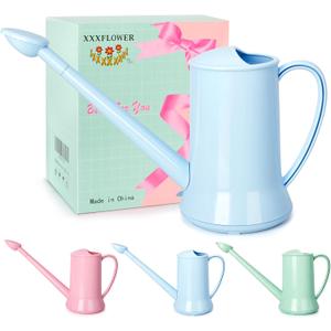 XXXFLOWER 1/2 Gallon Small Indoor Plant Watering Can, 2L Long Spout Removable Nozzle Flower Watering Pot for Office House Indoor GardenBlue, 67 oz