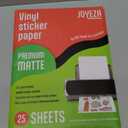 JOYEZA Premium Printable Vinyl Sticker Paper for Inkjet Printer - 25 Sheets Matte White Waterproof, Dries Quickly Vivid Colors, Holds Ink well- Tear Resistant - Inkjet & Laser Printer (pack of 25)