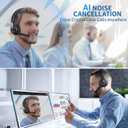 awatrue Wireless Headset with Mic for Work, Bluetooth Headphone with AI Noise Cancelling Mic for Clear Calls, Bluetooth 5.3 & 2.4G Dongle, Computer Headset for Call Center/PC/Zoom