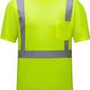 High Visibility Shirts Quick Dry Safety T Shirts with Reflective Strips and Pocket Short Sleeve Mesh Hi Vis Construction Work Class 2 Shirt for Men/Women Lime,4XL