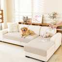 MEETSKY Sectional Sofa Covers, 2 Pieces 100% Waterproof Anti Slip Couch Cover for Dogs, Leather Couch Covers for 2 Cushion L Shape, Soft Sofa Covers for Pets Washable, Khaki,Large, 35"x63"+35"x63"